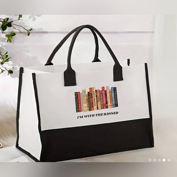 “I’m With the Banned” Banned Books Tote Bag - Picture 4 of 5